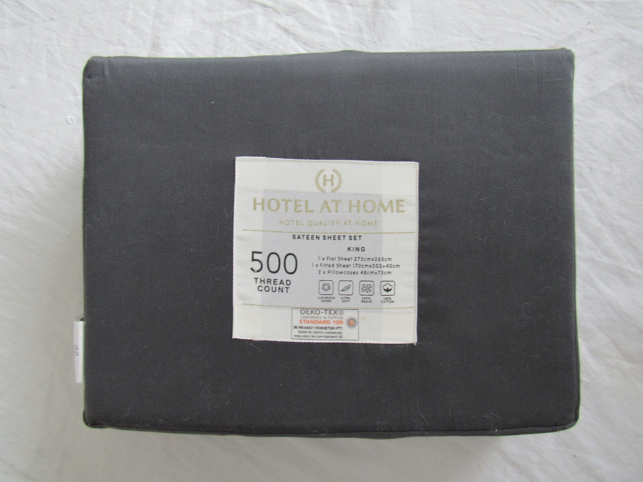 Hotel at Home - Cotton Sheet Set - King - Cotton Sateen - 500TC - Dark Shadow