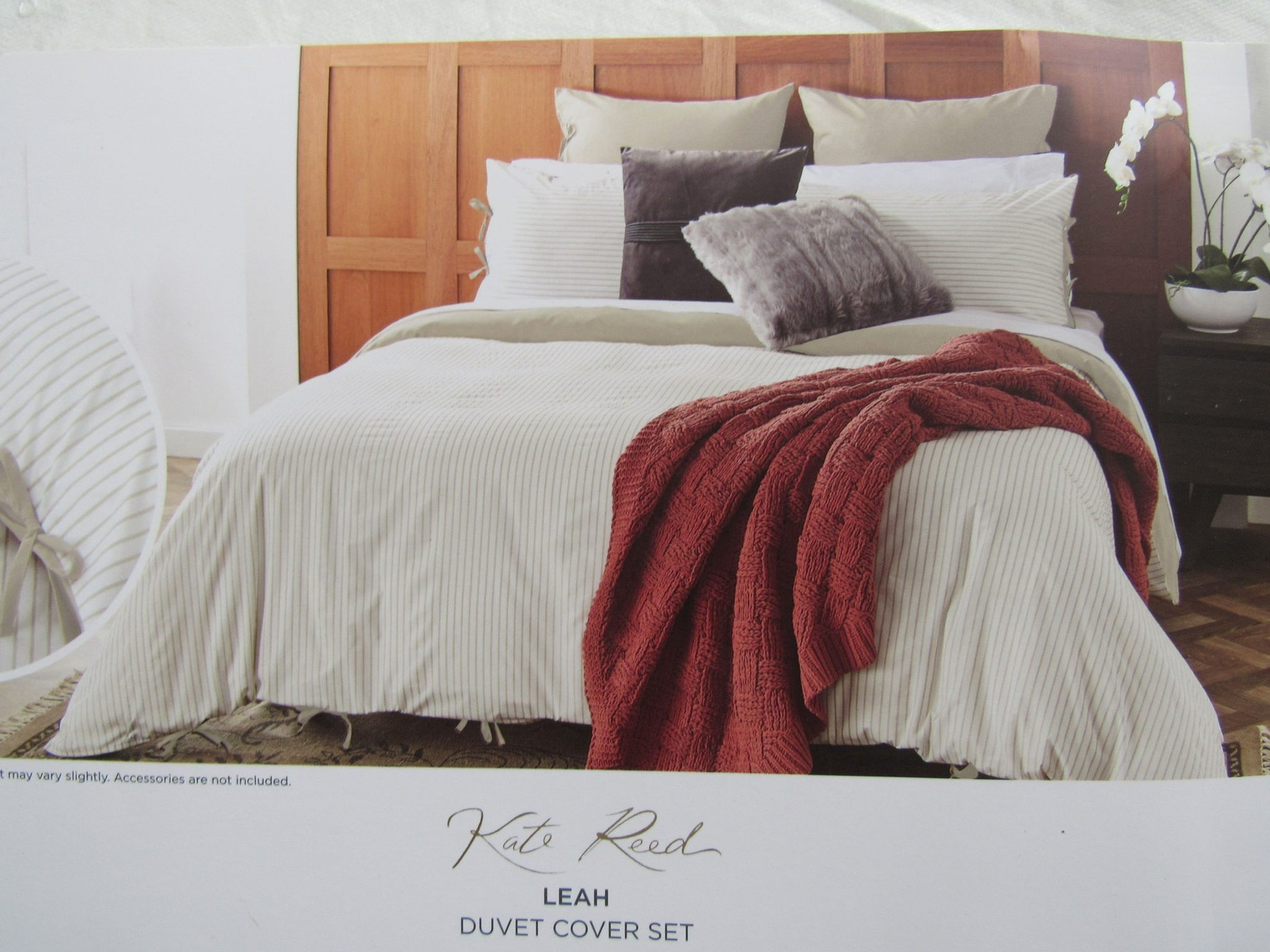 Kate Reed - Cotton Duvet Cover Set - Double - 100% Cotton - Leah Design - Taupe