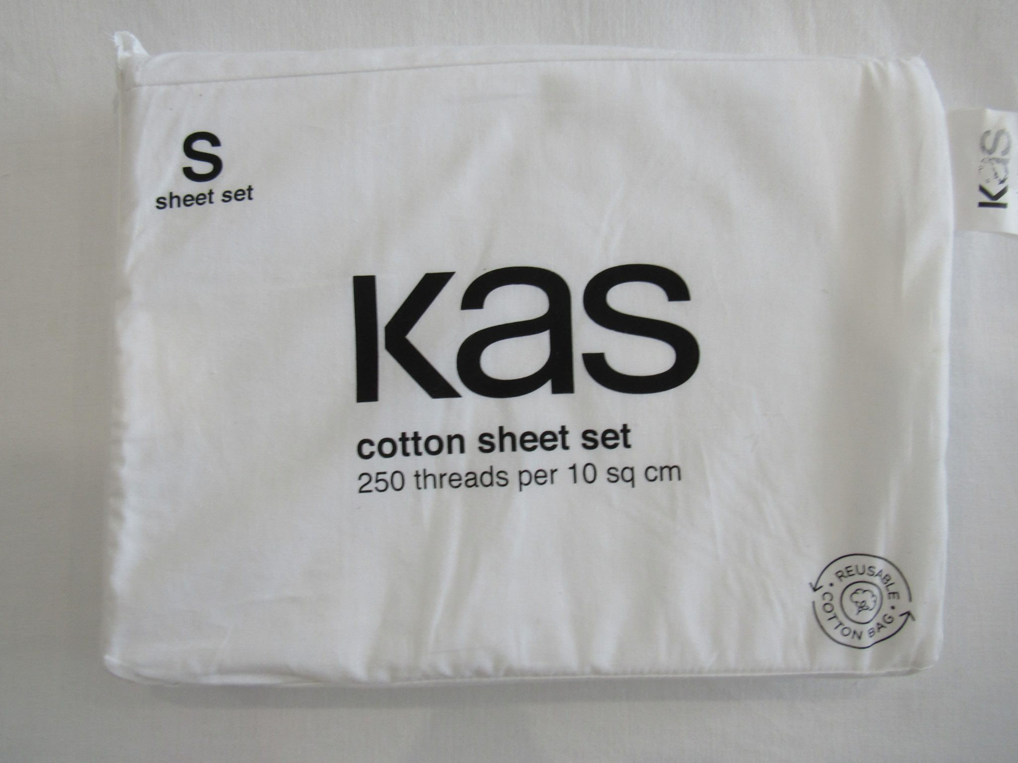 KAS Australia - Cotton Sheet Set - Single - 100% Cotton - 40cm Gusset - White