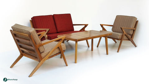 4 parçalı modern ahşap bahçe oturma grubu