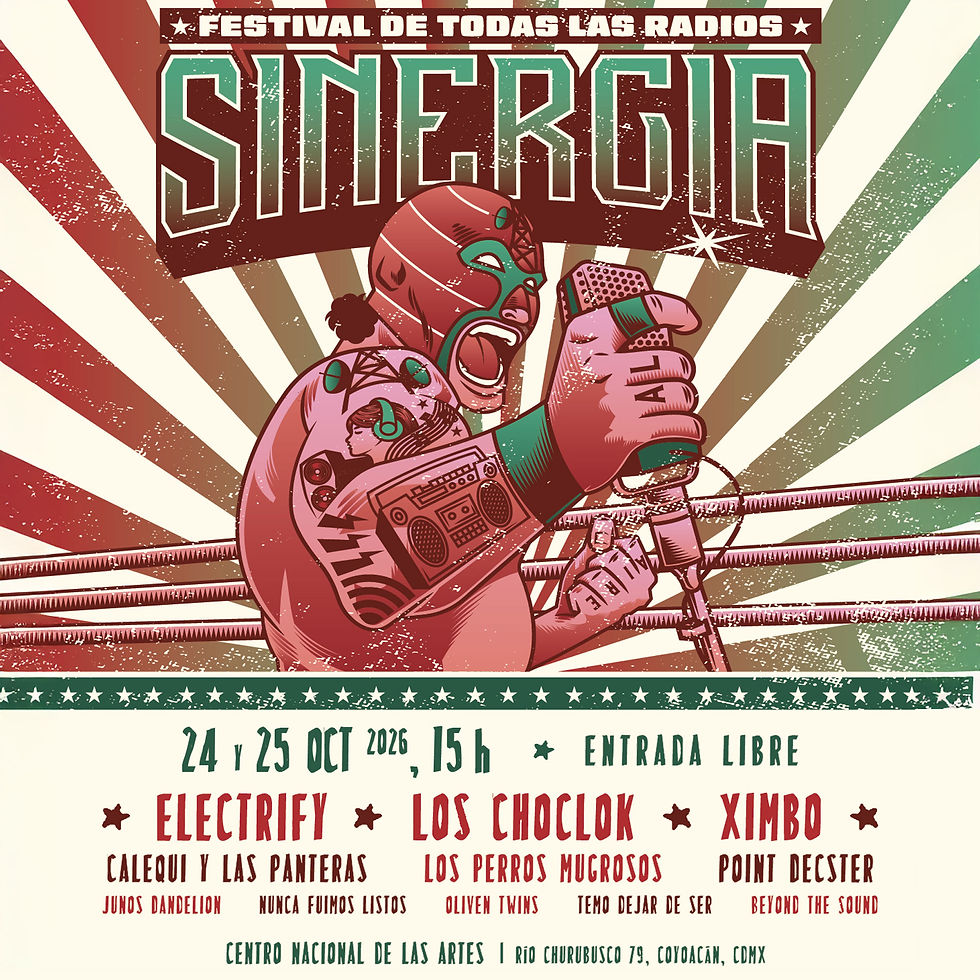 El Festival Sinergia 4.0 celebra su cuarta edición extendiéndose a dos días en el Cenart: música independiente, metal, rap y rock con entrada libre los días 24 y 25 de octubre de 2026.