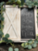 Sliding barn door chalkboard sign