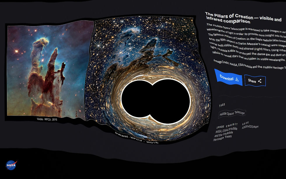 Скринсейвер Personal Black Hole искажает карточки статей на сайте NASA
