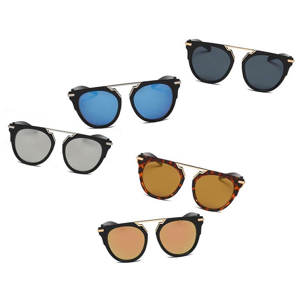 Thumbnail: HANOVER | Unisex Fashion Brow-Bar Round Sunglasses