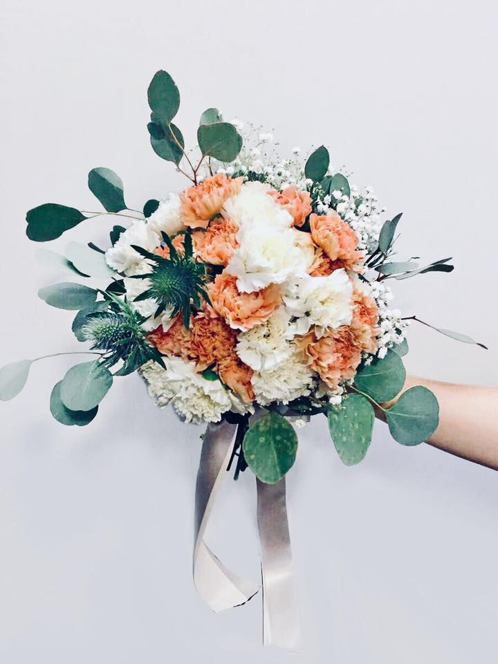 Peach carnation bridal bouquet