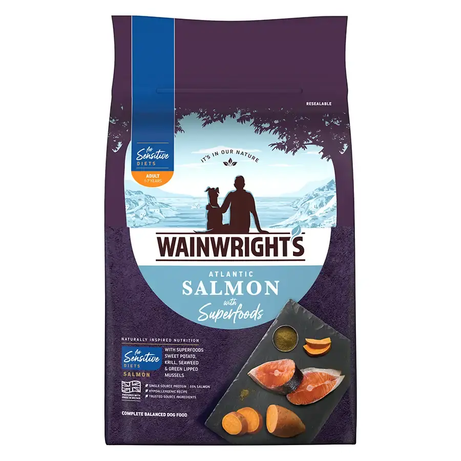 Best Dog Foods With Salmon Oil - Wainwright's Sensitive Adult Dry Dog Food, Salmon With Superfoods