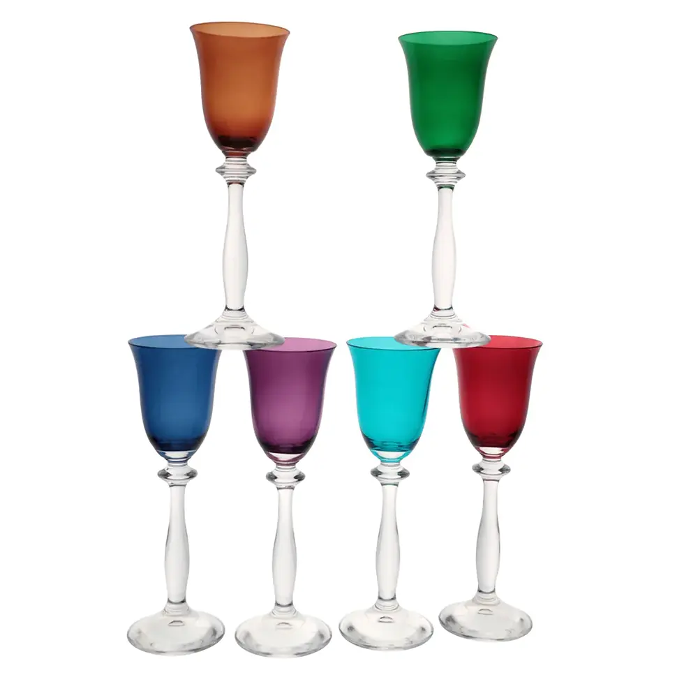 Miniatura: Jogo de 6 taças para licor colorida em cristal ecológico 60ml