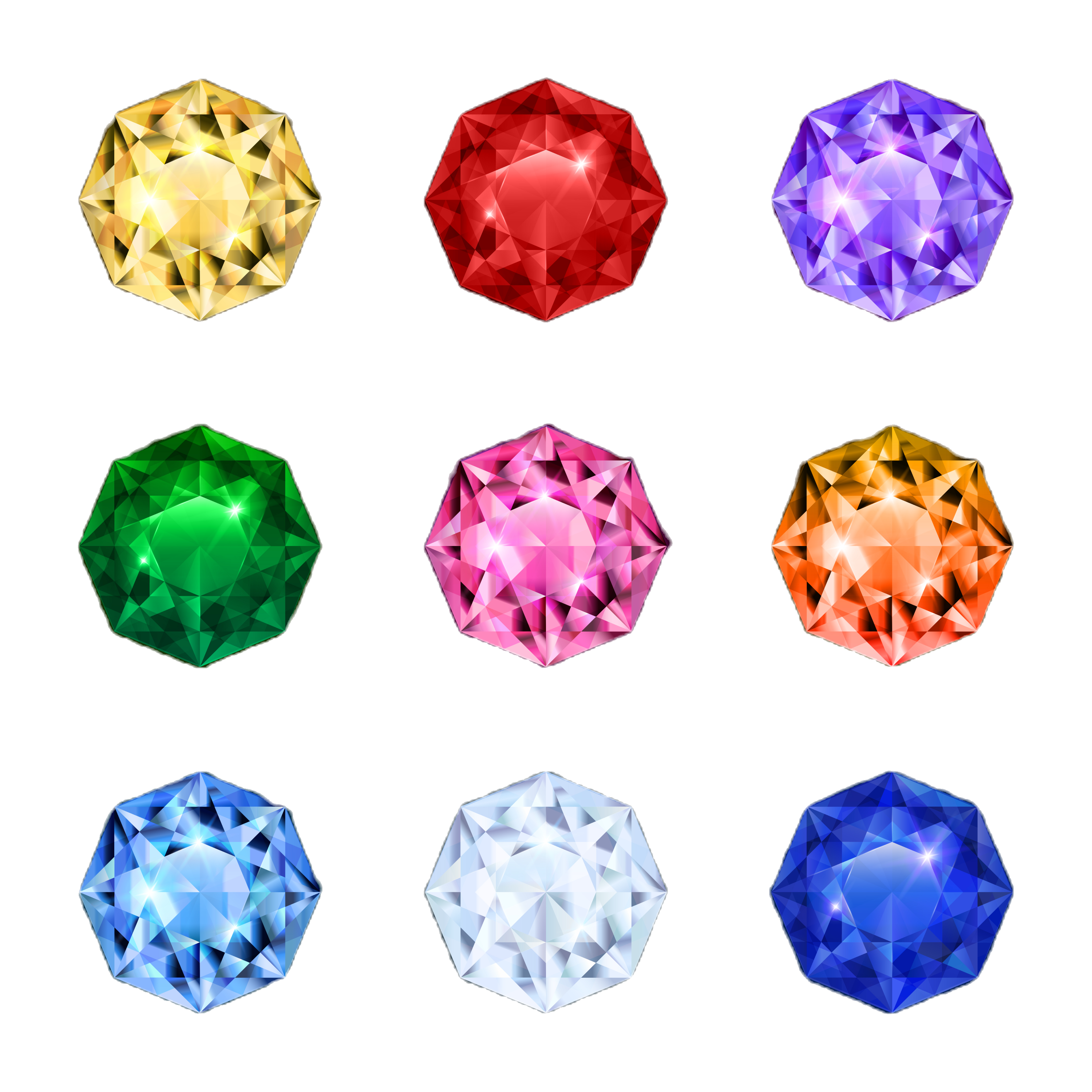 Colored diamond gemstone set in round shapes