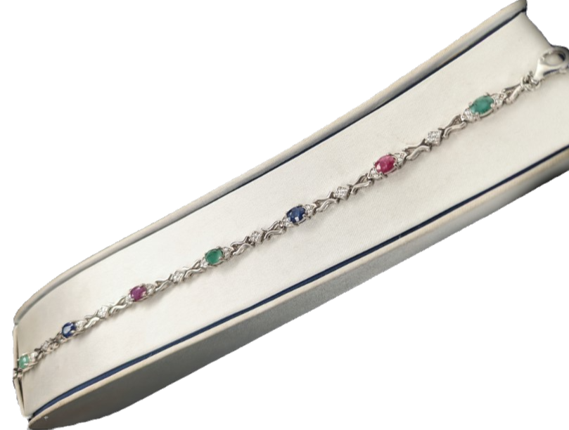 Tri-gem bracelet (Emerald, Ruby, Sapphire)