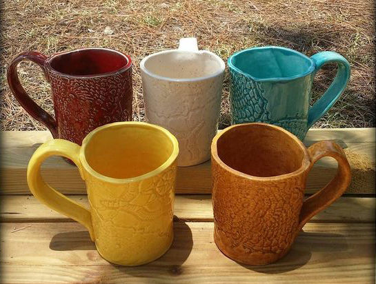 Textured Clay Mugs