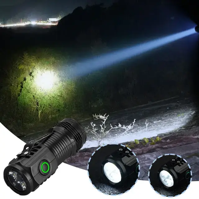 Miniatura: Lanterna Tática Mini Recarregável LED Triplo Ultra Potente