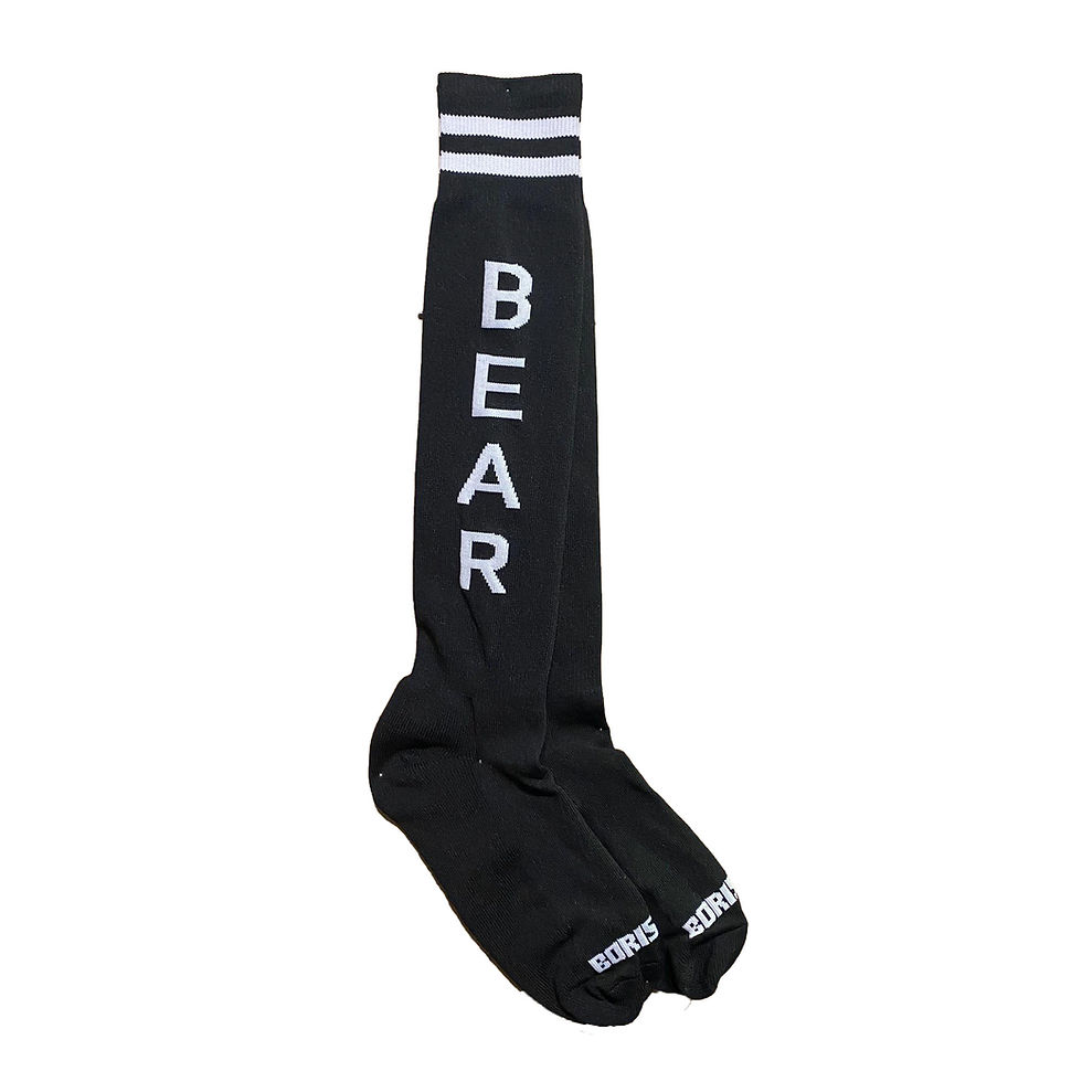 Borisboy Socks Bear - Black (White Stripes)