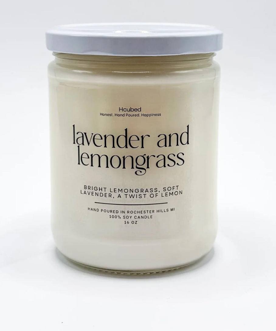 Lavender and Lemongrass 100% SOY Candle 16 oz.