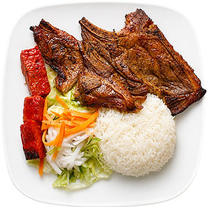 38. Grilled Pork Chop and Grilled Sausage on Rice 烤猪扒,烤肉串饭