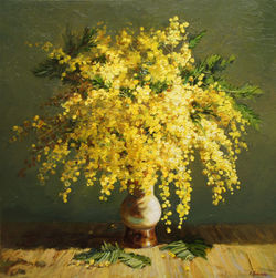 ,,Букет с мимозой,, х.м 60х60 2016г.