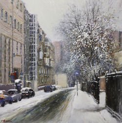 ,,Снежное настроение.Шелапутинский переулок,, х.м 45х45 2023г.