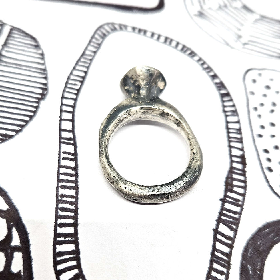 Thumbnail: Silver and Moissanite Meteor Ring