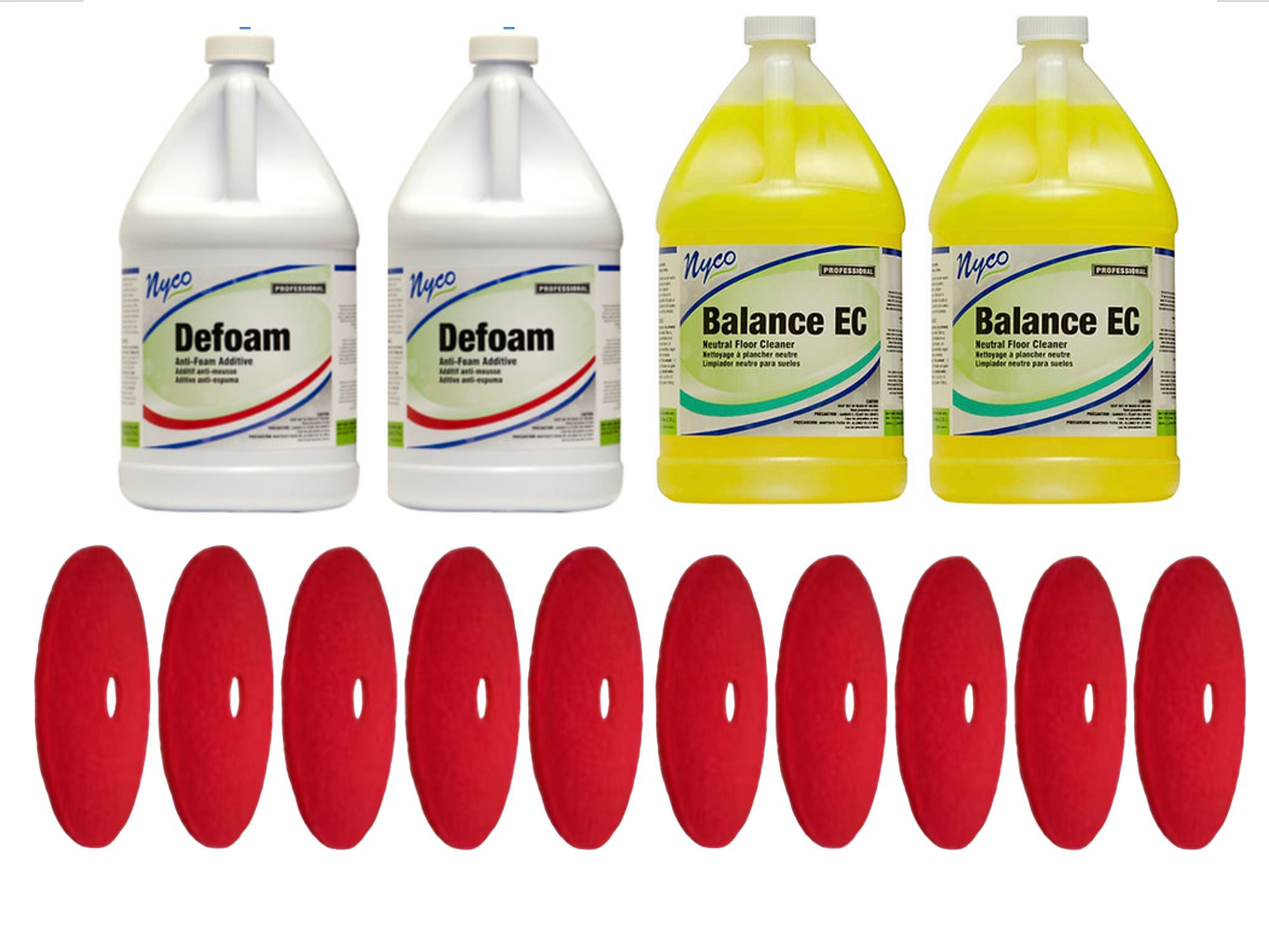 2 gallon Defoam+2 gallon Cleaner+10 pieces red pads