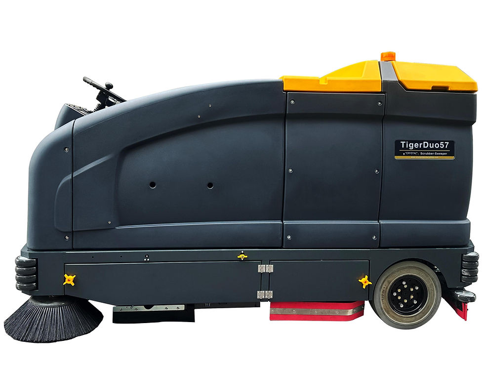 Thumbnail: TigerDuo57 Ride-On Sweeper Scrubber – Sweep & Scrub in One Pass, 118,000 sq ft/h