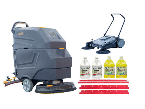 Happy Combo B: C21SP Floor Scrubber + Sweeper + “Rubber + Defoam +
