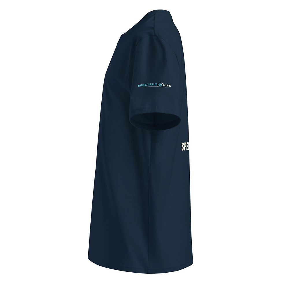 Thumbnail: Side of Blue shirt with Spectrum Life Logo on sleeve