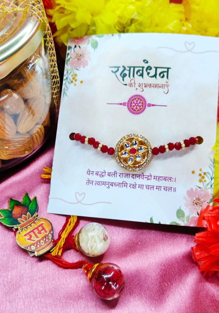 Thumbnail: Rakhi with Roli Chawal- Enamel Charm