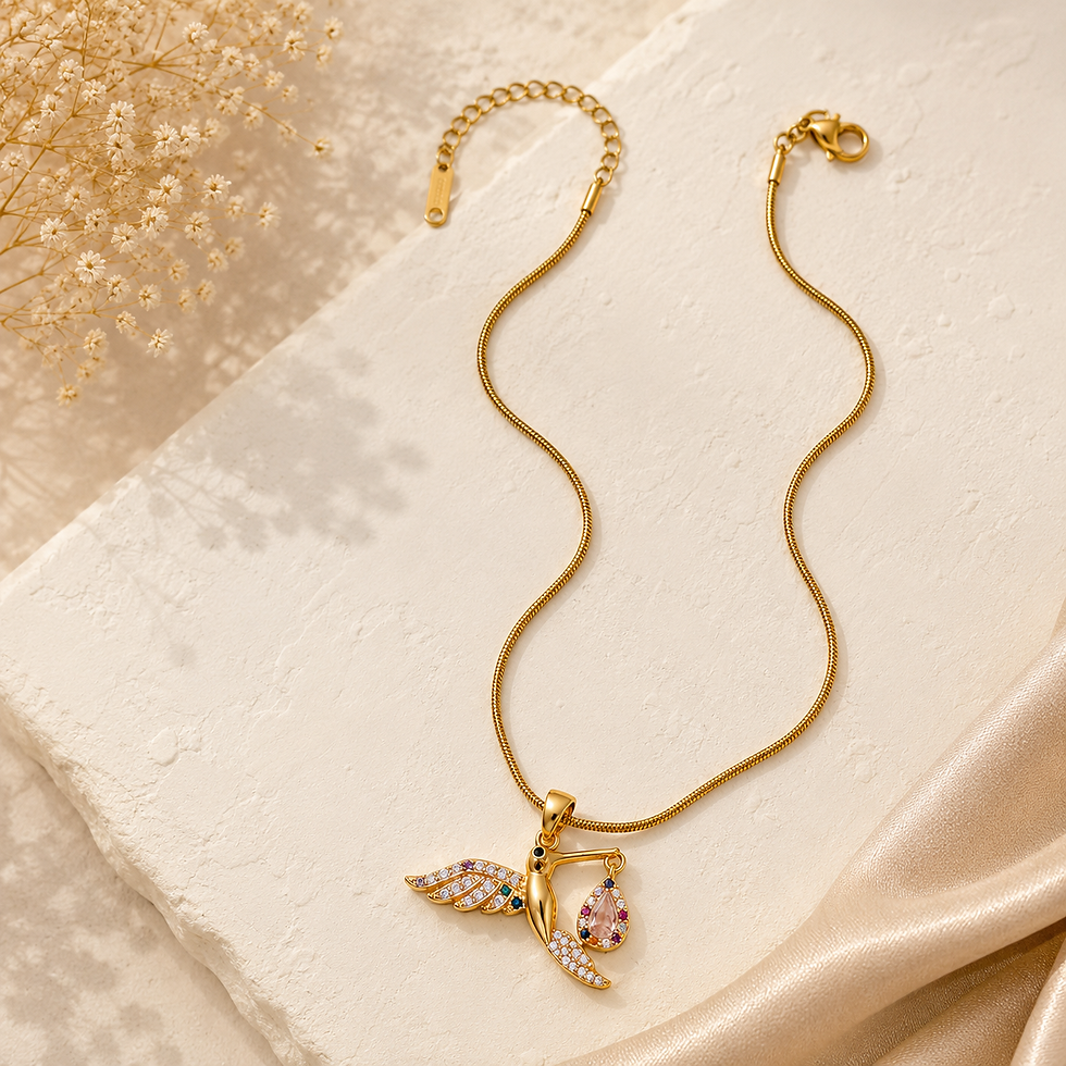 Shop the Anti Tarnish Gold Bird Pendant Necklace featuring a crystal stone dangler and adjustable snake chain. Elegant, durab