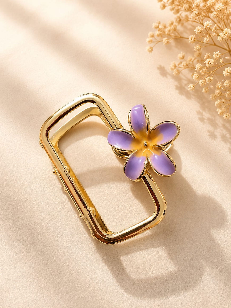 Thumbnail: Floral Gold tone claw clip