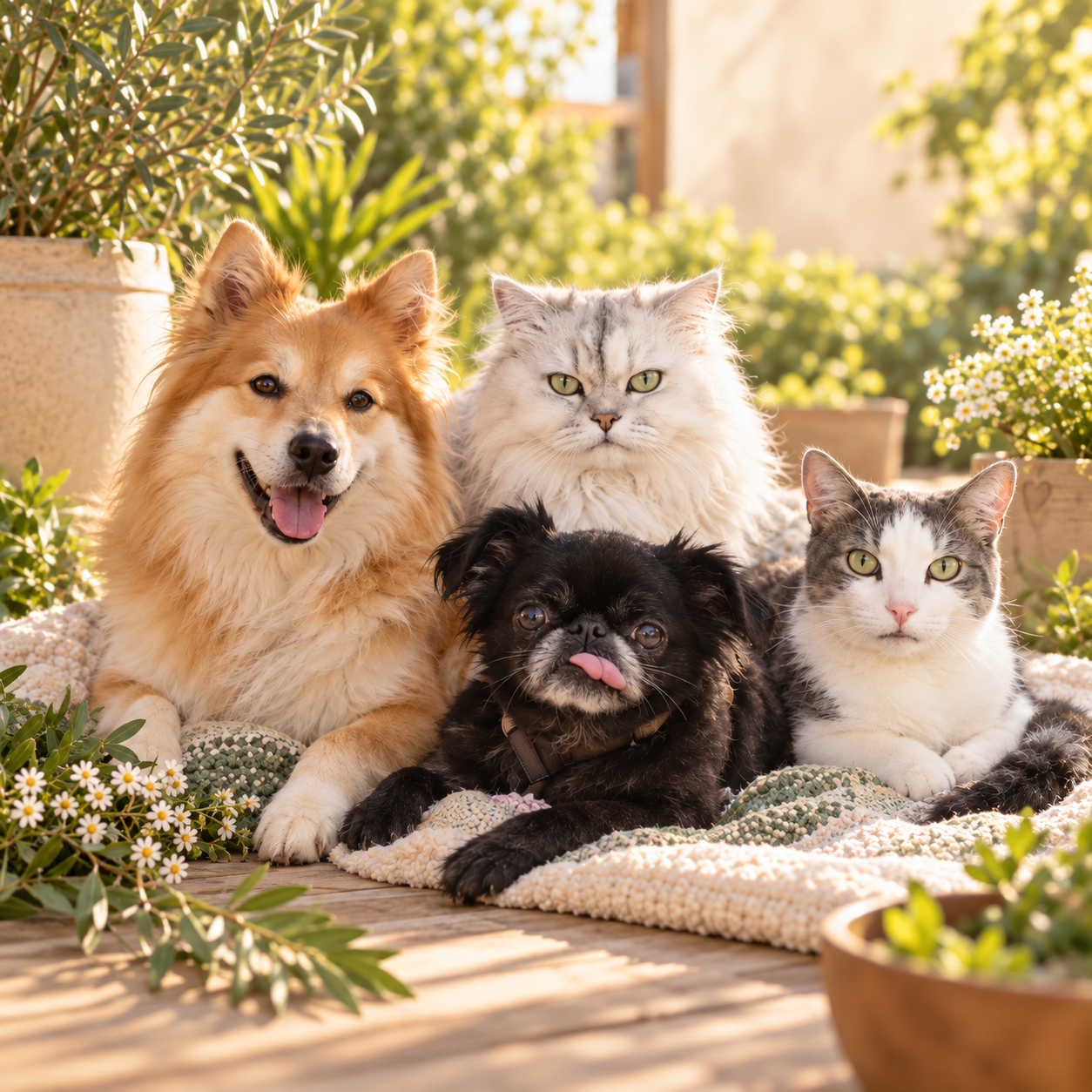 Chiens et chats illustrant la consultation de naturopathie animale