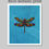 Thumbnail: A rainbow dragonfly on a blue background printed on metallic paper