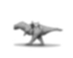 A T-Rex wearing a saddle
