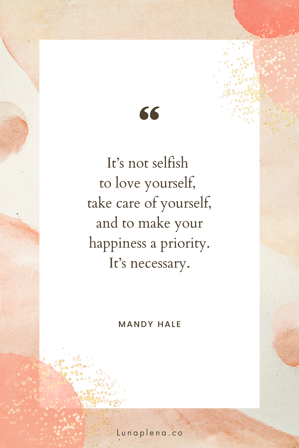 A quotation by Mandy Hale on a pink and beige watercolor background