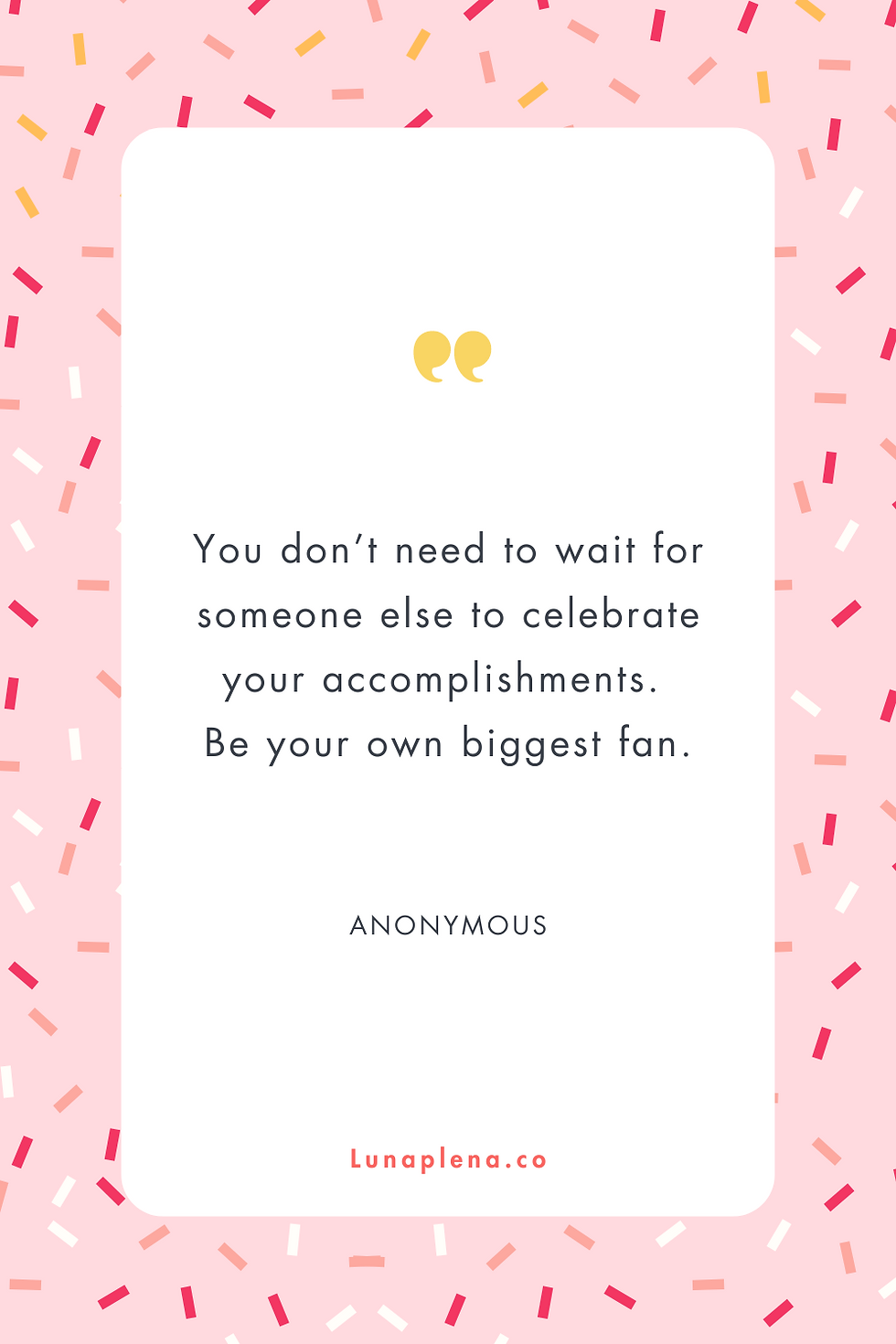 An inspiring quote on a confetti-filled background, emphasizing that success is achieved through a series of small wins.