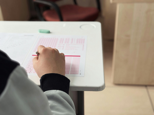 A student taking a test like the SOL.