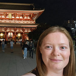 Sarah Parkin standing in front of Senso-ji temple in Tokyo
