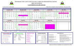 Calendrier scolaire 2020-2021 - Haïti