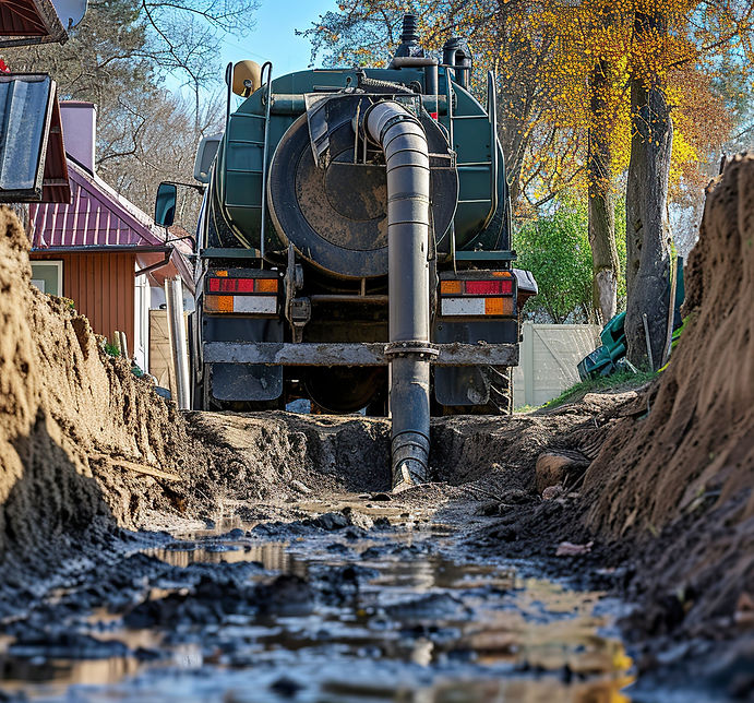 Septic truck pipe into the drain pumping machine