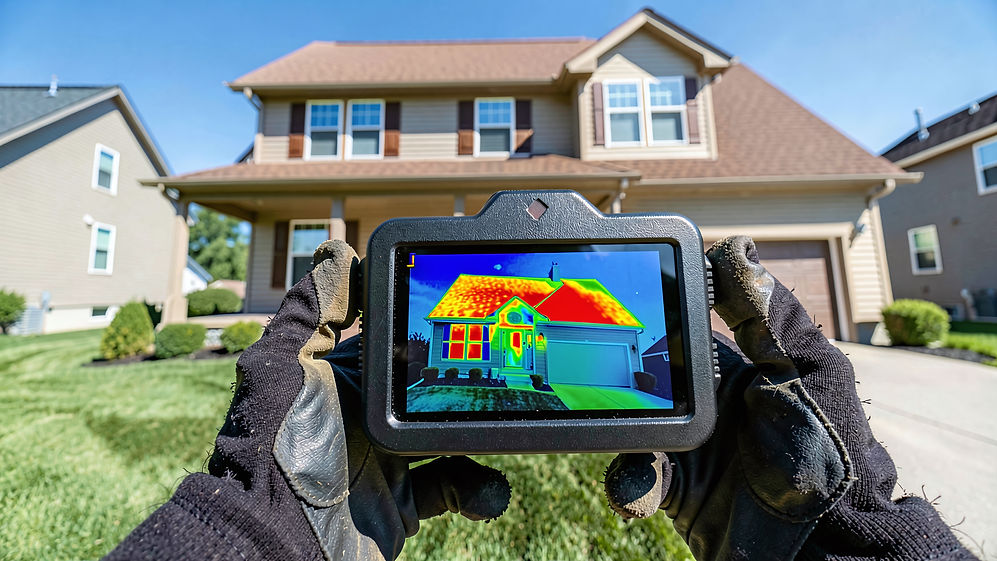 Infrared thermography inspection of a house for energy loss