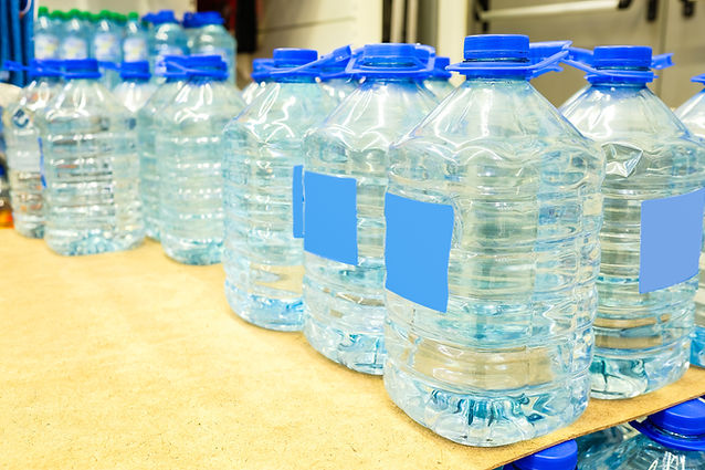 Bottles with the distilled water