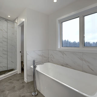 A newly renovated white bathroom