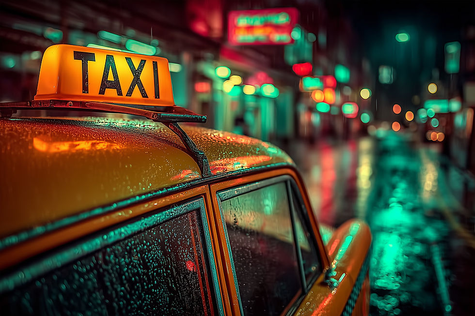 A person entering the backseat of a yellow taxi