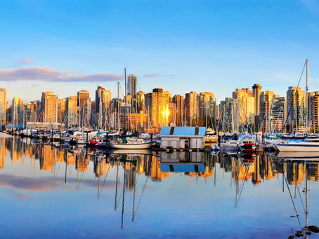 Vancouver skyline panorama at sunset