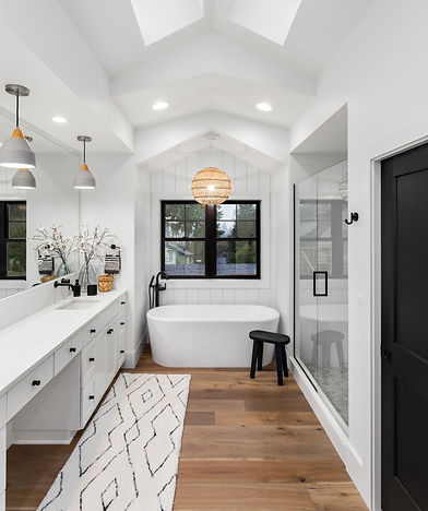 Beautiful bathroom in luxury home with double vanity