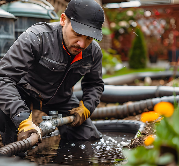 Man pumping out house septic tank