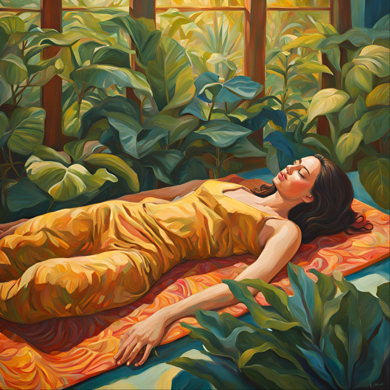 Yoga Nidra meditasyonu yapan kişi