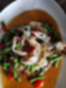 ตำถั่วปูม้า Spicy Long beans salad with Shrimp.                                 