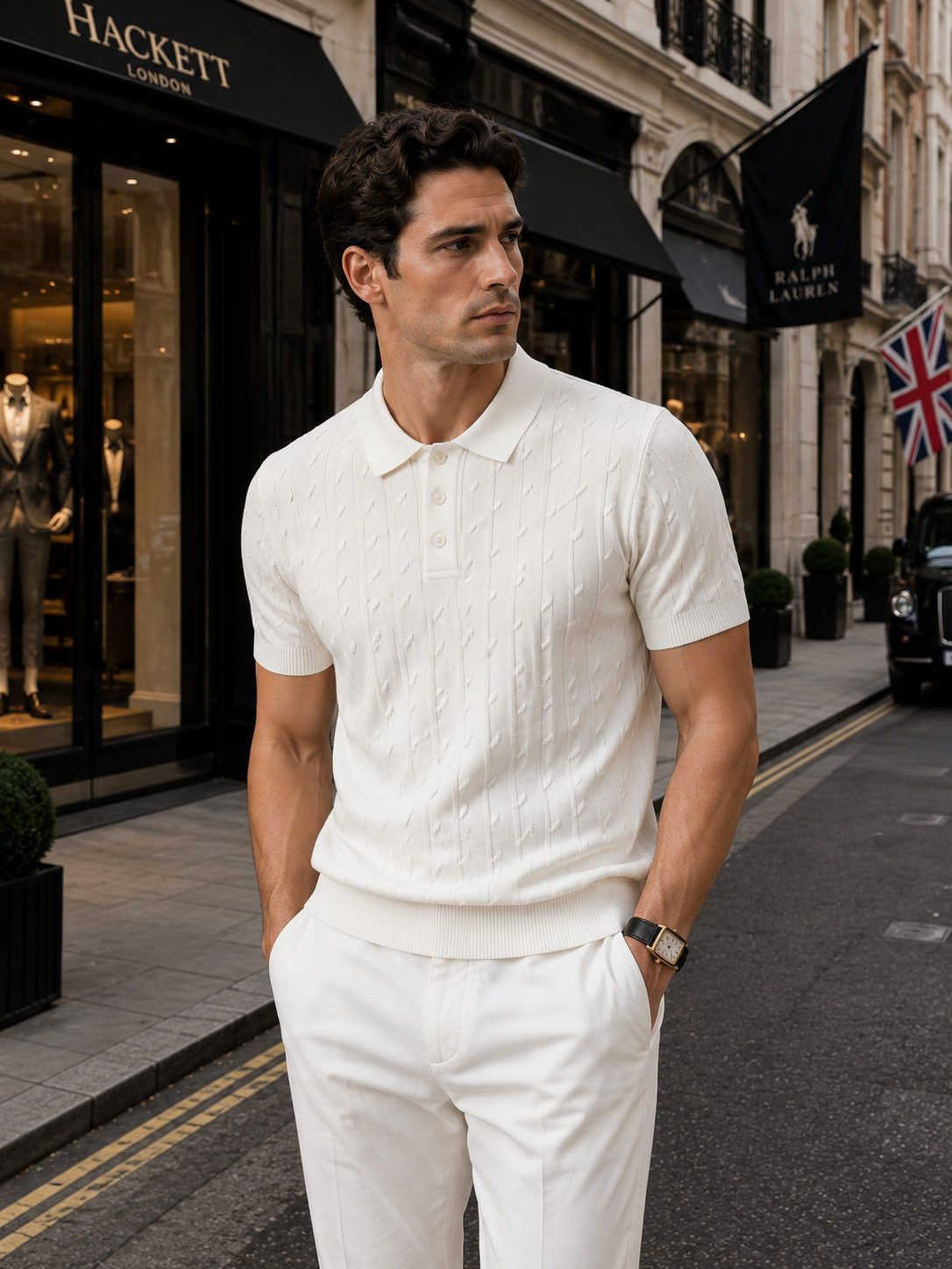 T-RAVELLO Signature Knit Polo – Ivory