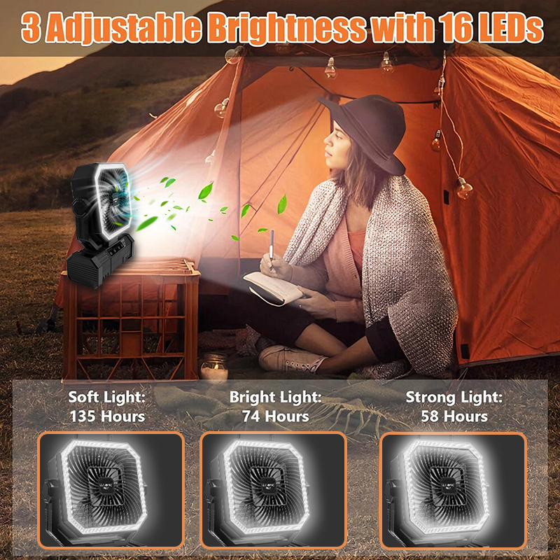 Thumbnail: 20000mAh Battery Powered Fan Camping Fan with 360° Rotation Hanging Hook for Fi