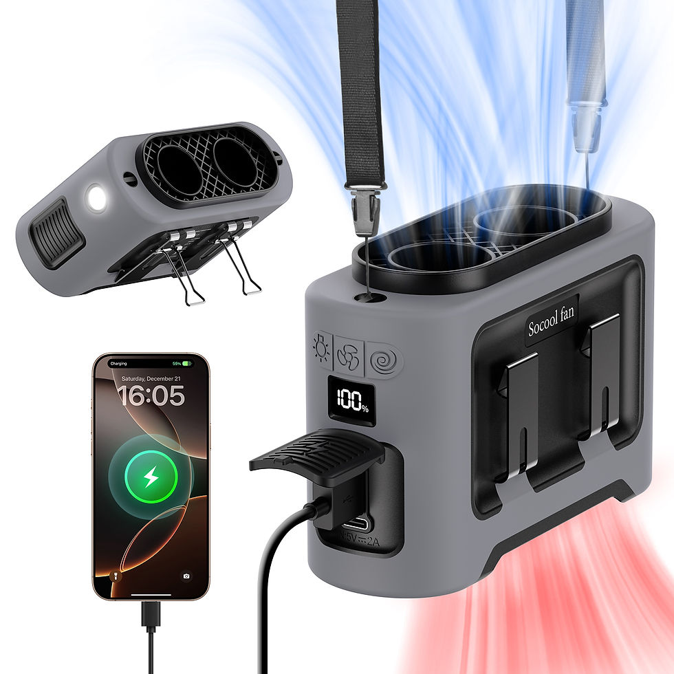 Thumbnail: Socool 14500mAh Portable Waist Fan Dual Airflow Outlet Turbo Motors with Four Cl