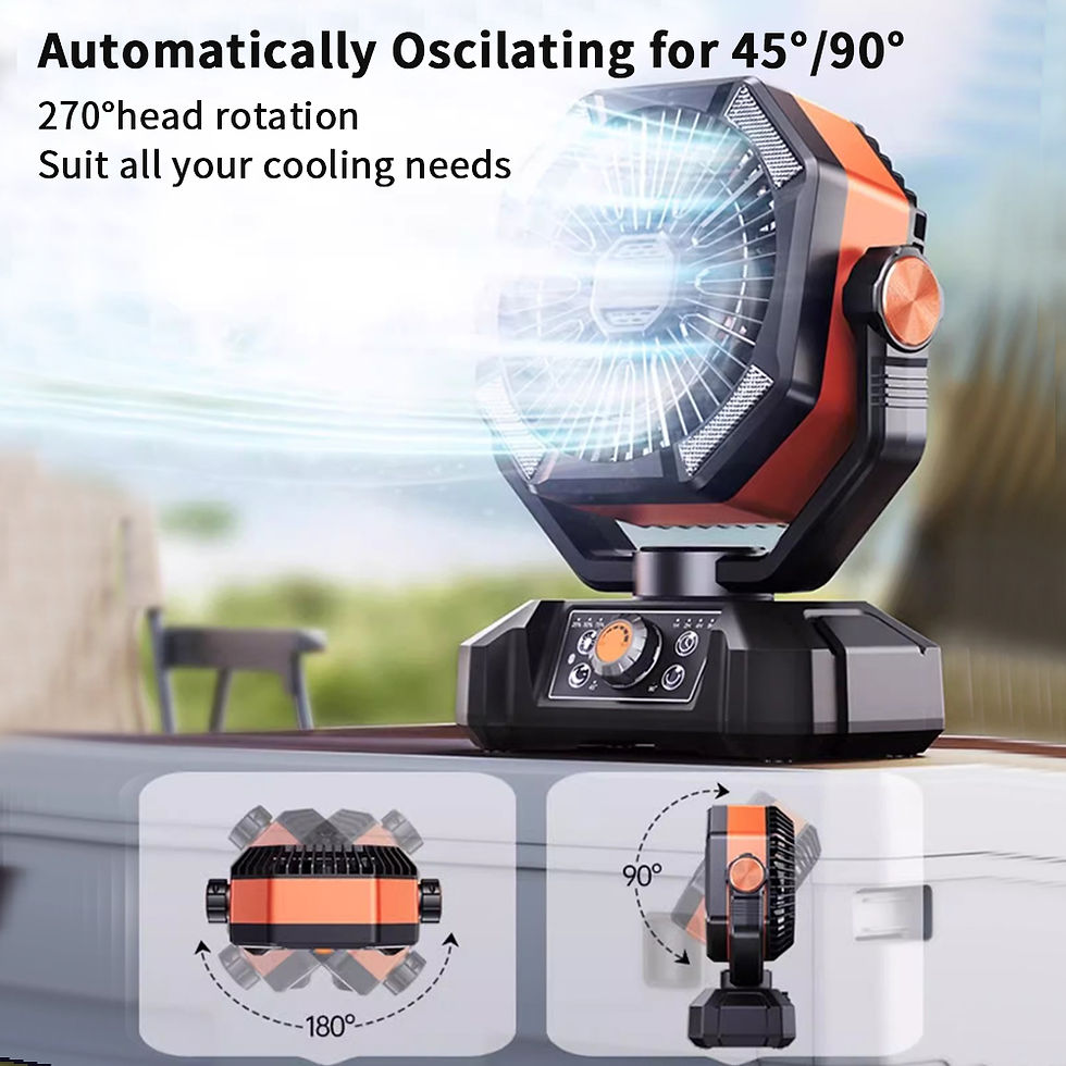 Thumbnail: 20000mAh Battery Camping Fan with 4 LED Lantern 8 Speeds Desk Fan Portable Outdo